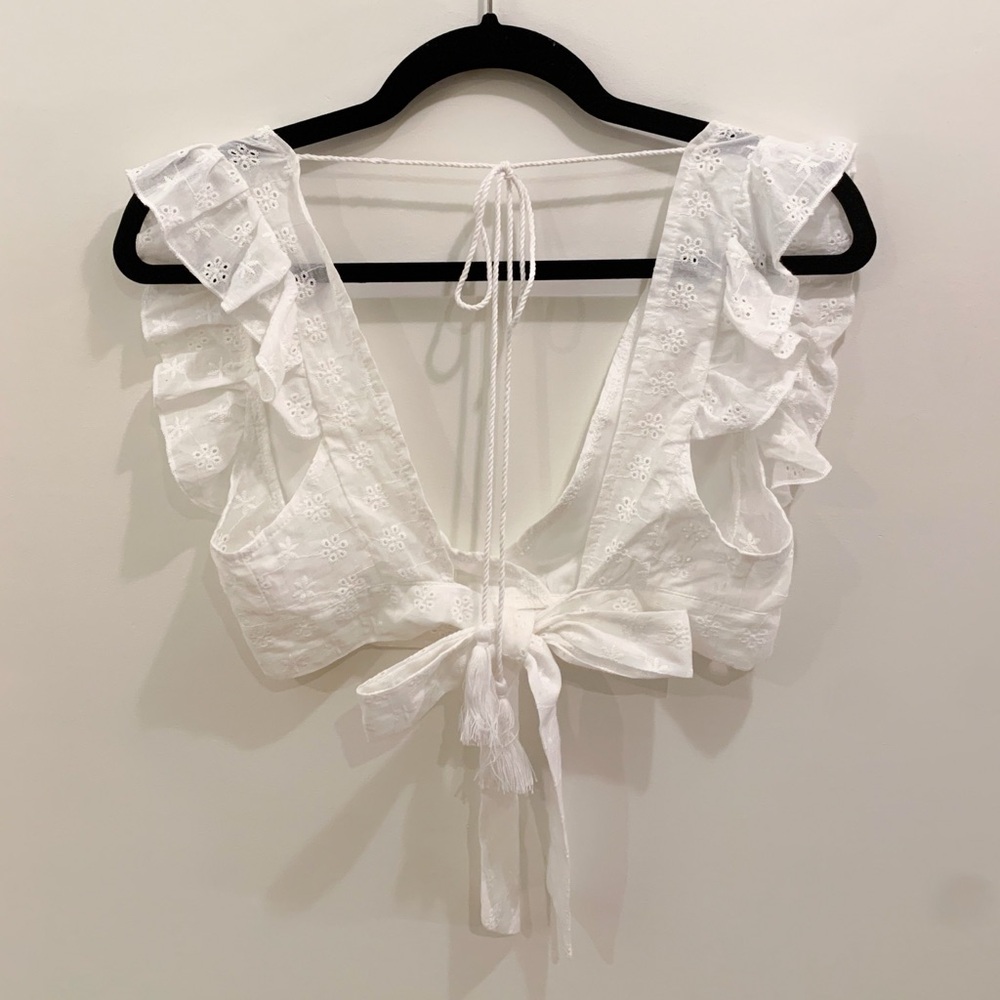 Eyelet Ruffle Crop Top (never worn) - Picture 2 of 2